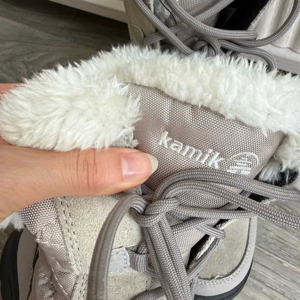 Kamik Waterproof Winter Boots Faux Fur Lined Snow Boots Beige Size 7